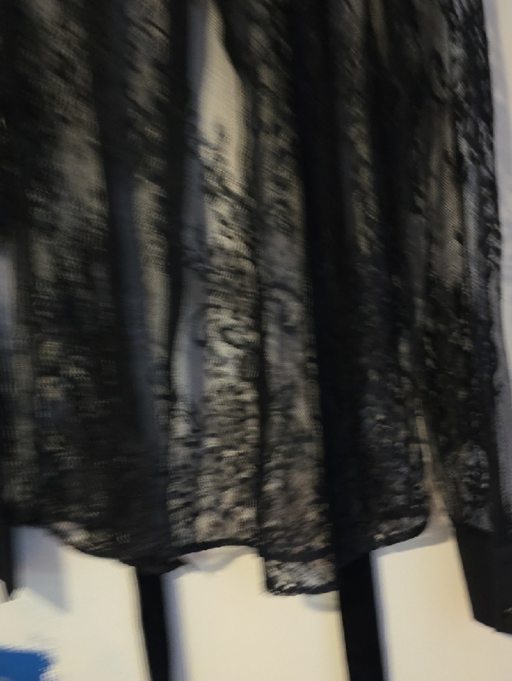 Sheer Black Lace Button-Up Blouse with Neck Ties - Picture 9 of 10